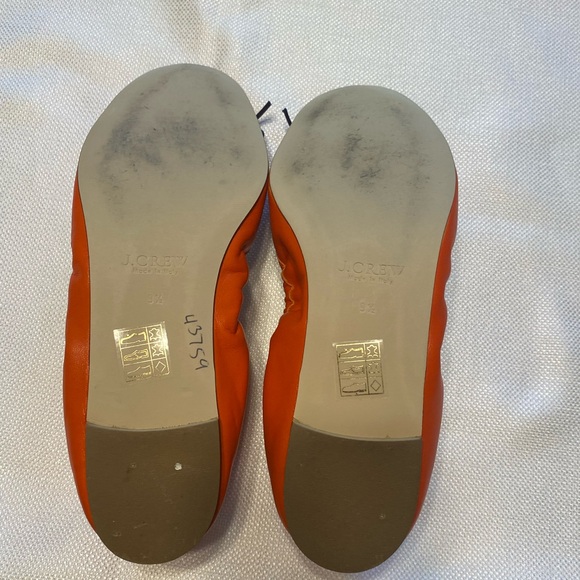 J Crew Orange Leather flats sz 9.5 - Picture 6 of 8